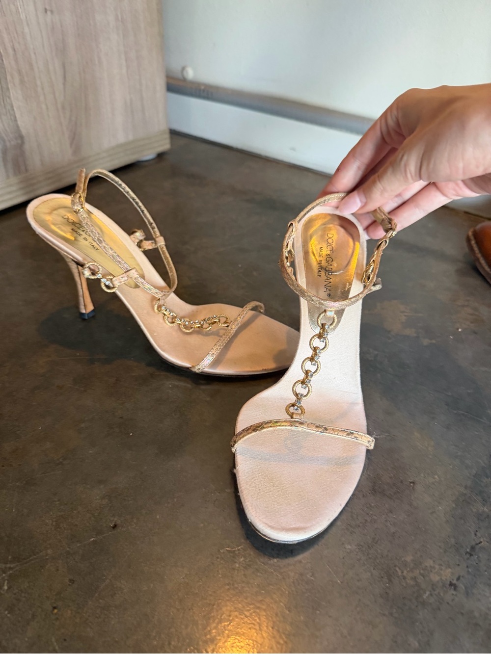 Vintage Dolce & Gabbana Gold Chain-Strap Sandal